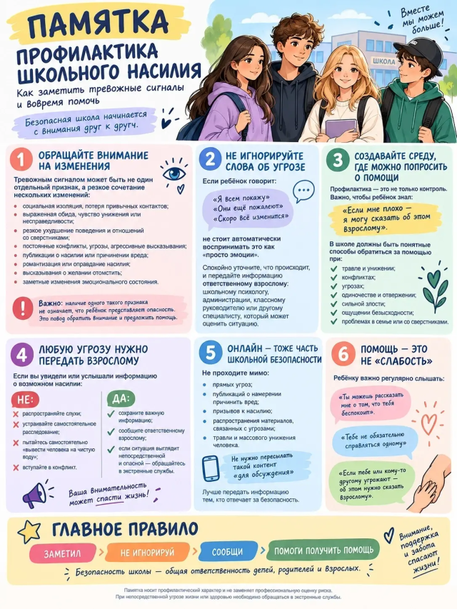 ПАМЯТКА ПРОФИЛАКТИКА ШКОЛЬНОГО НАСИЛИЯ (СКУЛШУТИНГА)